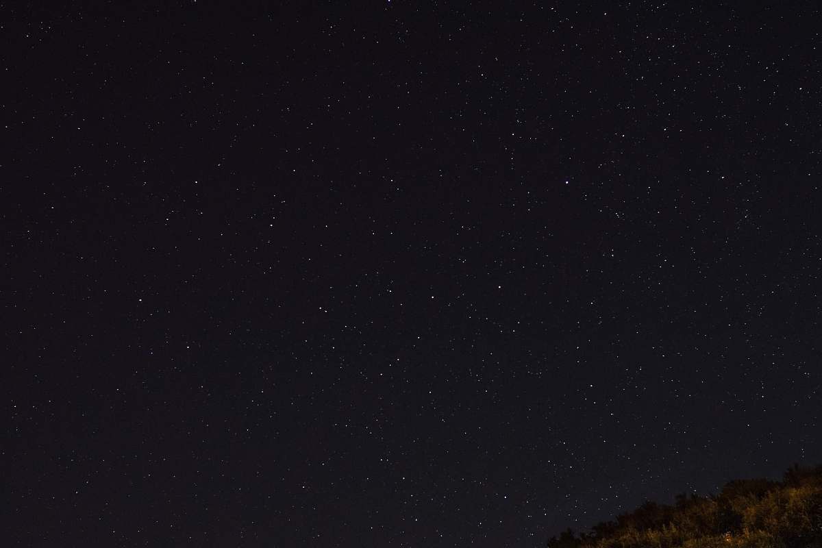 milky way green trees under starry sky stars